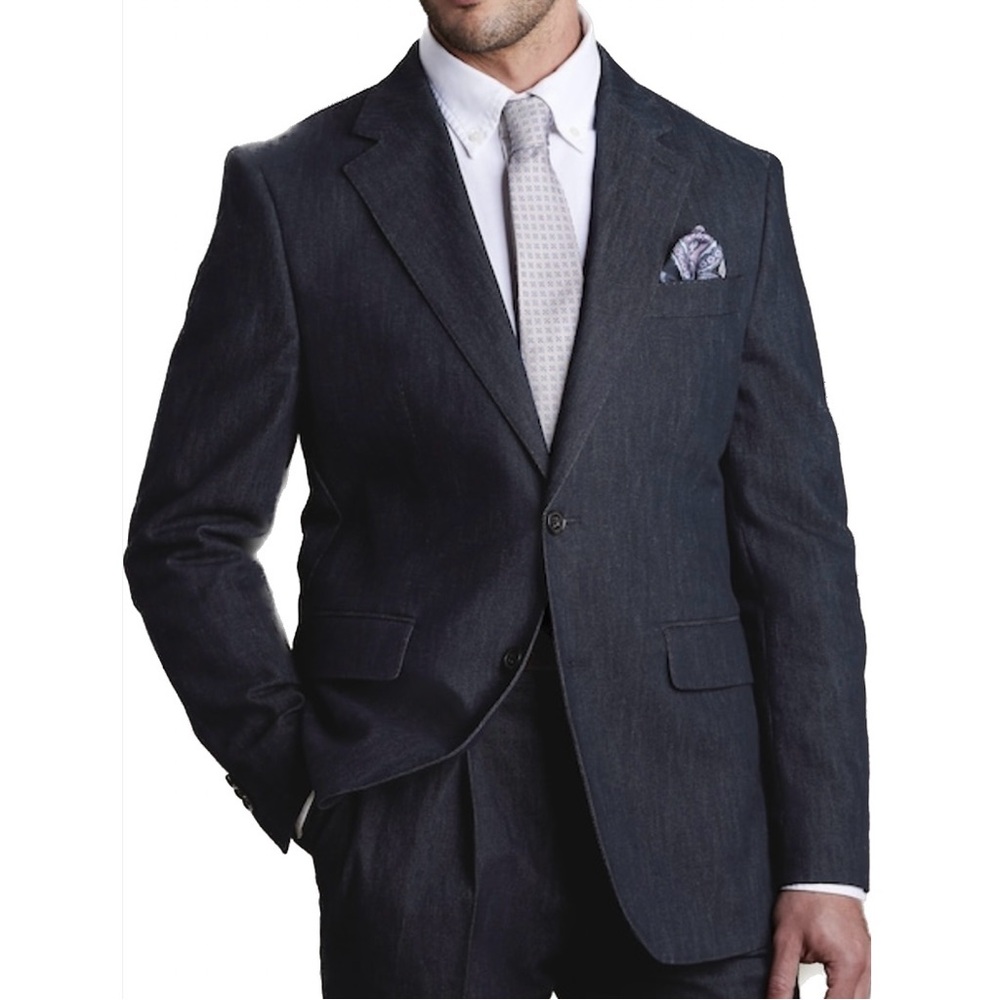 Banana Republic Cavallo Denim Suit Jacket in a dark indigo fabric 38R